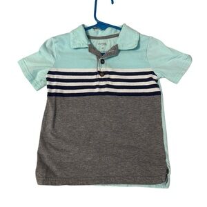 Kids Striped Polo Shirt - Gray and Blue